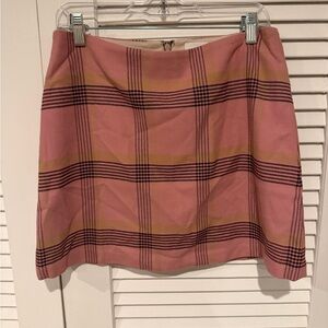Aritzia Wilfred Plaid Mini Skirt in Pink and Yellow